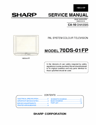 SHARP 70DS-01PF ch.CA-10 S.M.